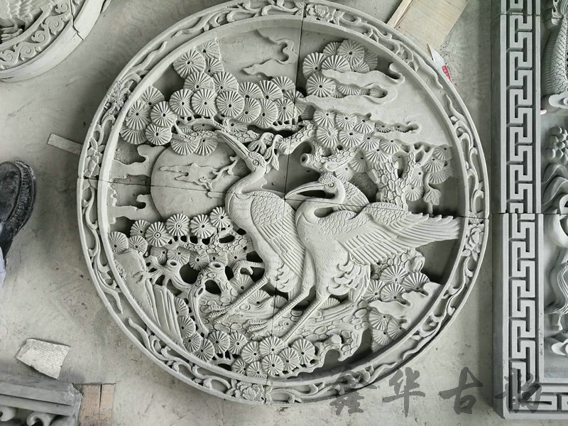 鑫華古韻磚雕--磚雕壁畫-松鶴延年